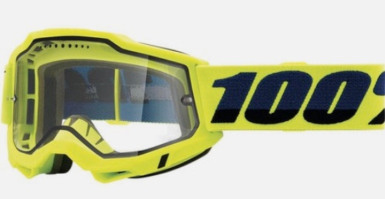 100% Accuri2 Enduro MTB Goggle, Fluo Yellow, Clear Vented Dual Lens