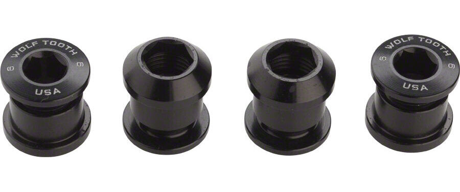 Wolf Tooth 1x Chainring Bolt Set - 6mm, Dual Hex Fittings, Set/4, Black