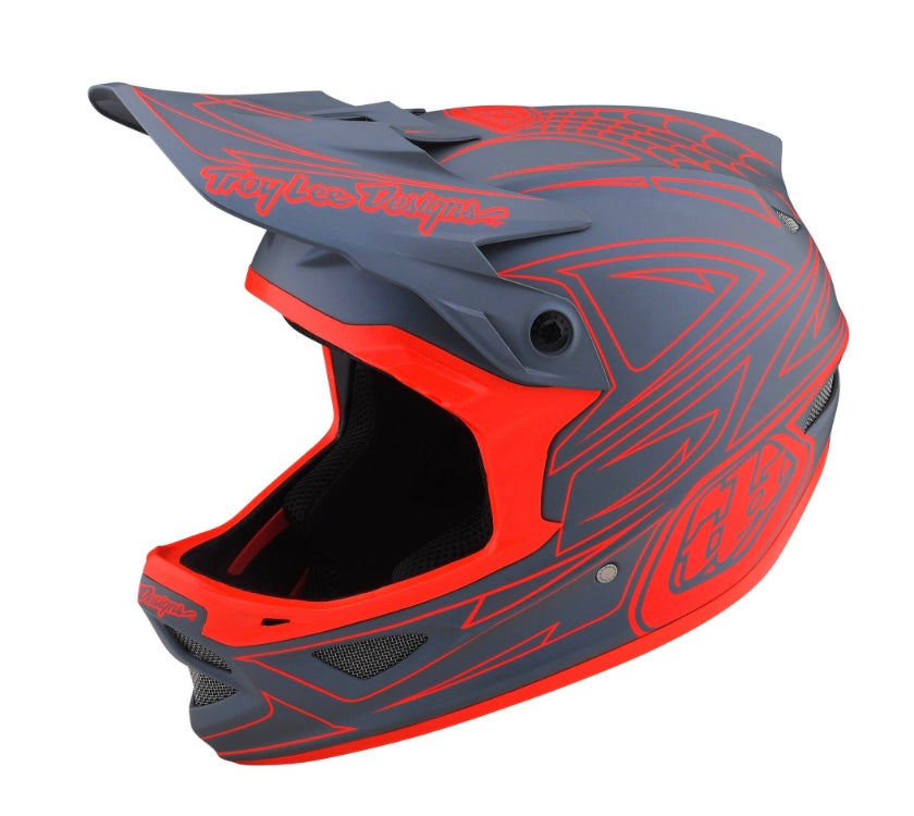 TLD D3 Fiberlite Helmet Spiderstripe Gray / Red XL