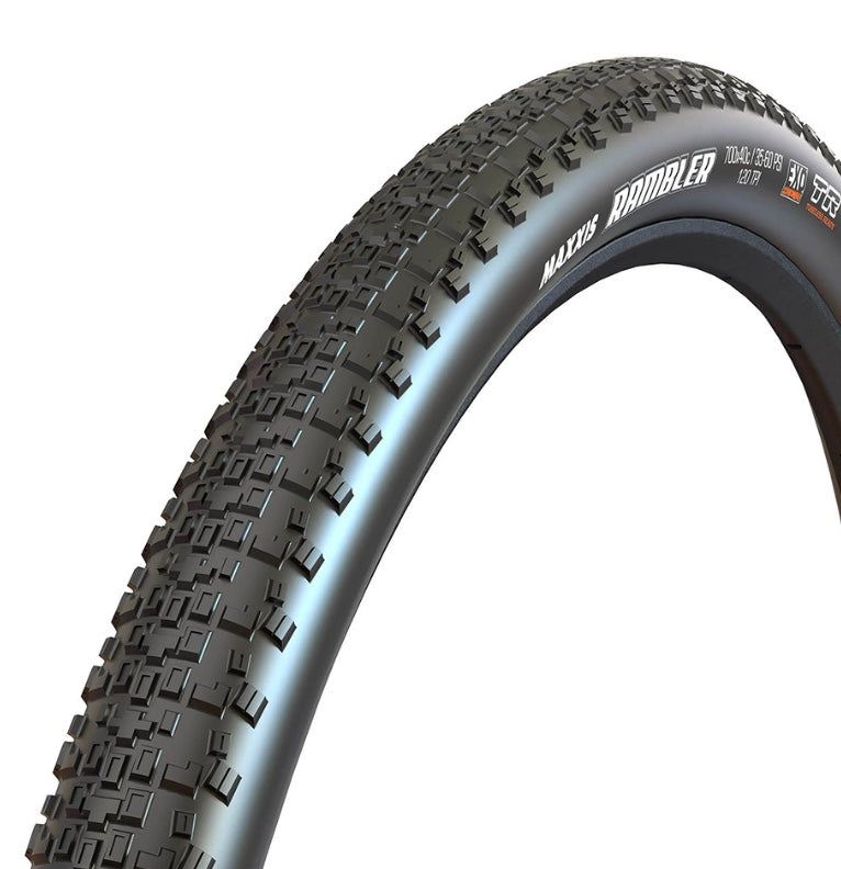 Maxxis, Rambler, Gravel Tire, 700x45C, Folding, Tubeless Ready, HYPR-X, EXO, 120TPI, Black